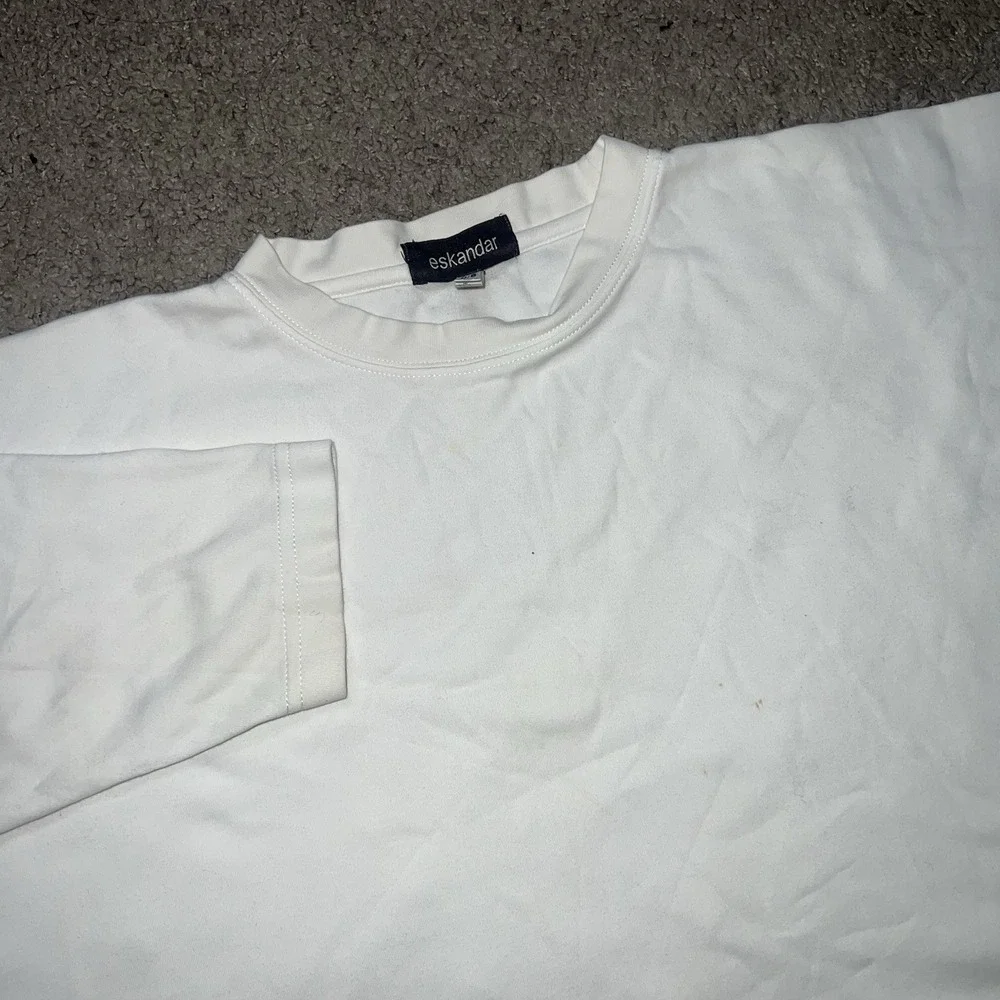 Eskandar‎ Shirt One Size White Pima Cotton Boxy Long Sleeve Oversized Top